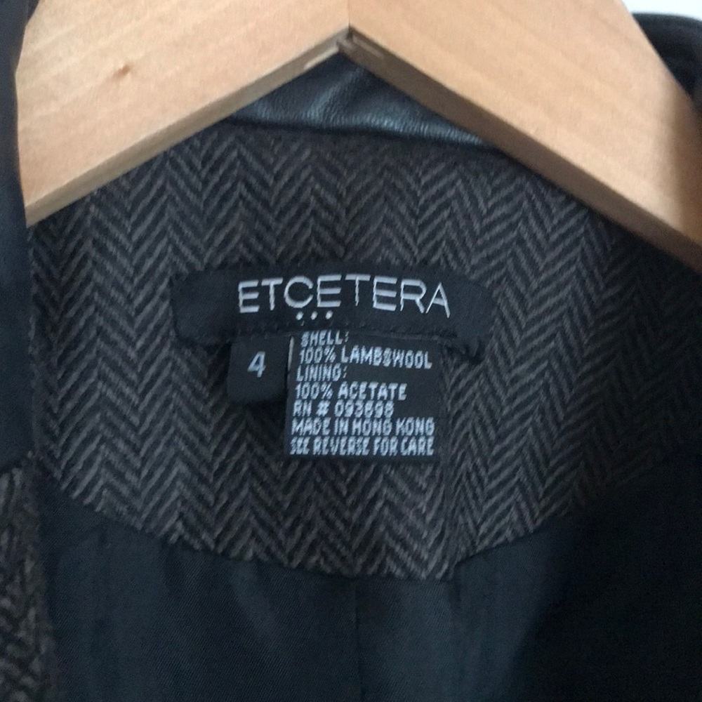 Etcetera Gray Black Lambs Wool Collared Blazer - image 3